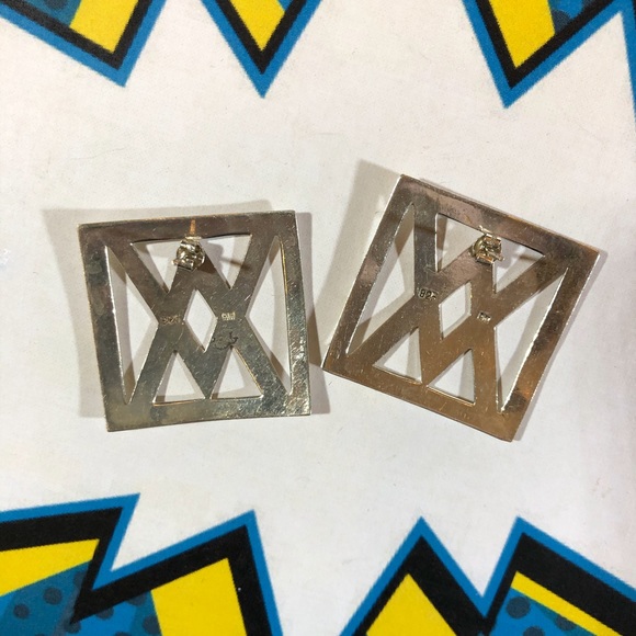 80’s vintage geometric sterling silver earrings - Picture 4 of 4